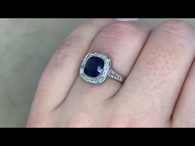 1.55ct Sapphire Cushion Cut Halo Belgrade Ring - hand video