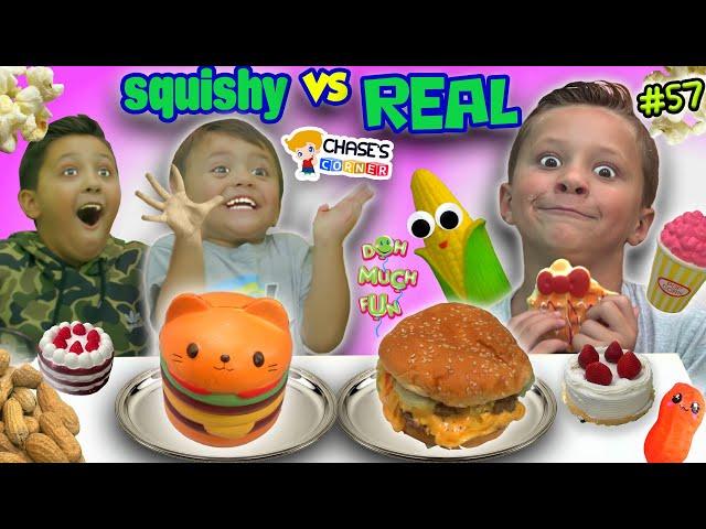 Chase's Corner: SQUISHY FOOD vs REAL FOOD Challenge! (#57) | DOH MUCH FUN