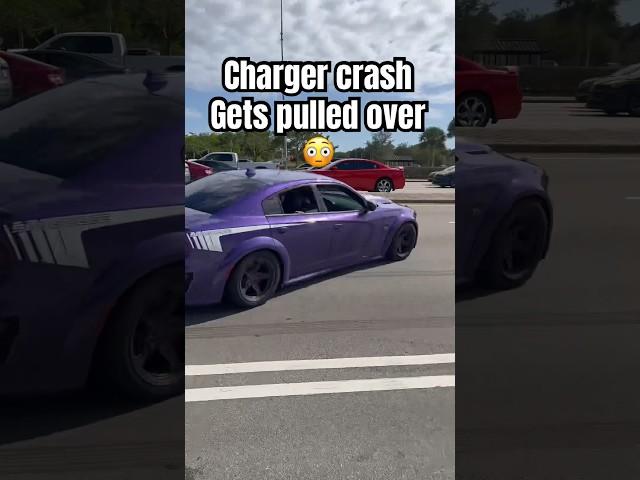 Dodge Charger tries to swing it, hits curb, gets pulled over #dodge #charger #fail #crash #viral