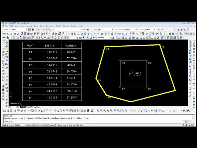 how to get coordinates table in AutoCAD? Surveyor