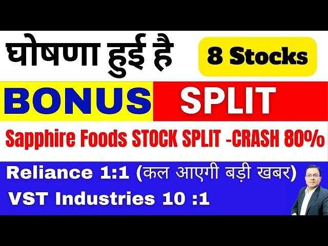 Bonus घोषणा हुई है I Rights issue  I Bonus share I Sapphire Food stock split  I Reliance Bonus I VST