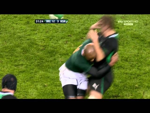 JP Pietersen Hit On Chris Henry Ireland V South Africa Autumn International 2012 HD