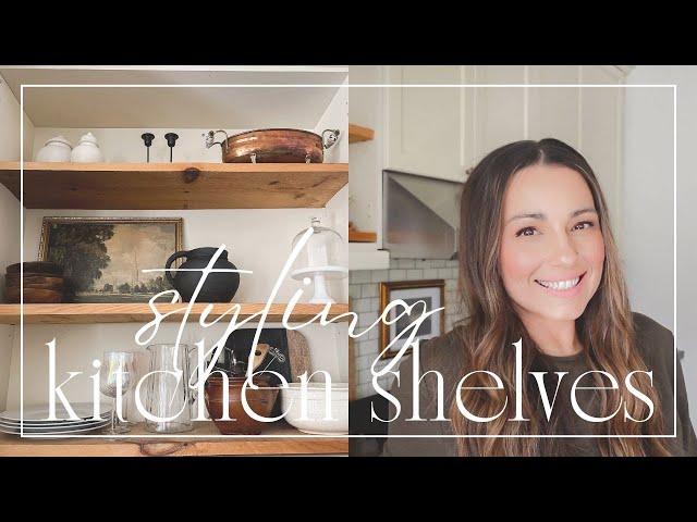 HOW TO STYLE YOUR KITCHEN OPEN SHELVES | My thrifted kitchen!