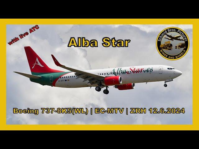 Alba Star Boeing 737-800 ''EC-MTV'' landing runway 14 at ZRH (with live ATC)