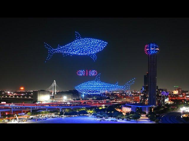 GIGANTIC SHARKS created with 1,500 DRONES