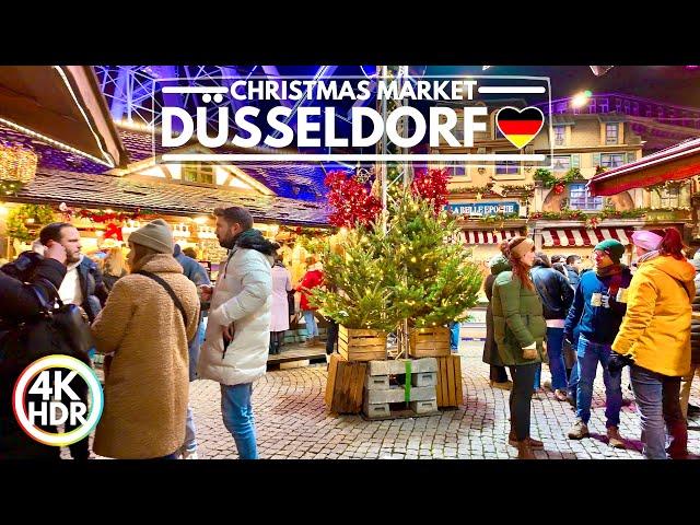  2024 Düsseldorf Beautiful Christmas Markets Tour, Germany Christmas Lights Walk 4K HDR