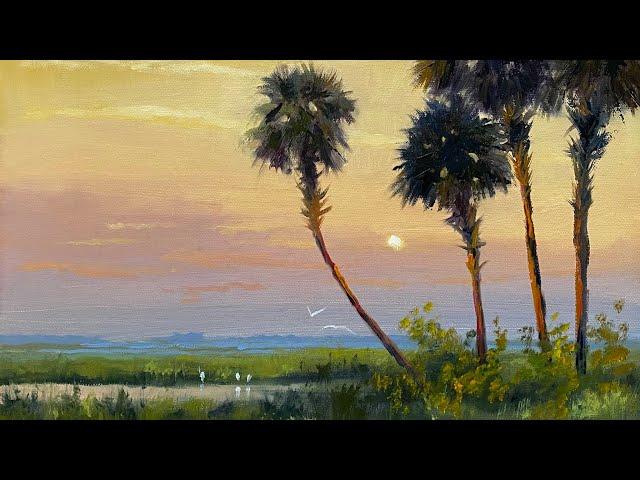 Sunset Landscape painting using Lukas 1862 oil paints! Alla Prima