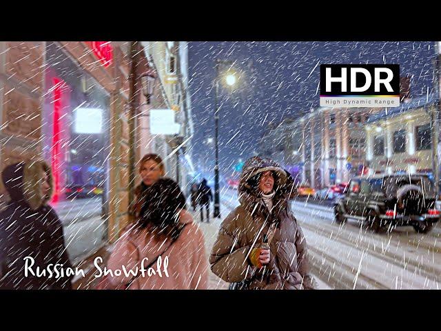 ️ POWERFUL SNOWFALL IN MOSCOW  Real Russian WINTER with snow - With Captions ⁴ᴷ (HDR)