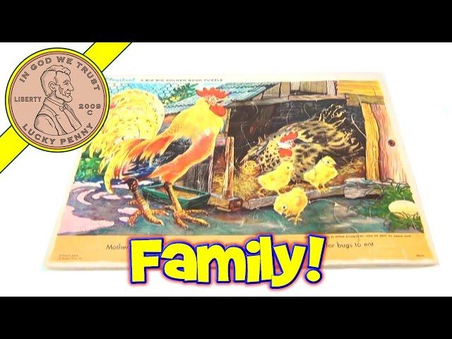 Vintage Playskool A Big Big Golden Book Rooster Chicks Jigsaw Frame Tray Puzzle, 200-98