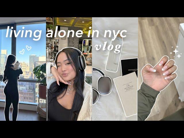 living alone in nyc: getting out of a confidence slump, self-care, gym sesh, cook with me, & more!