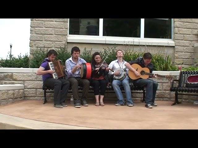 Goitse from Ireland performing on Floyd's Bench in Muskegon, Michigan