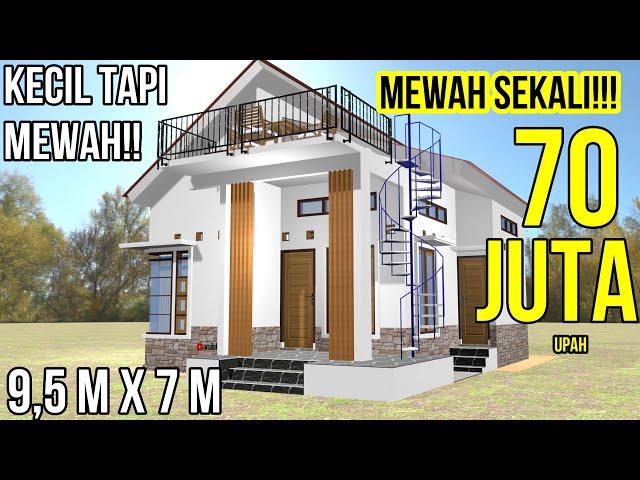 Rumah Modern 2 Kamar Tidur Ukuran 9,5 M x 7 M dg Konsep Minimalis di Lahan 9 M x 15 M