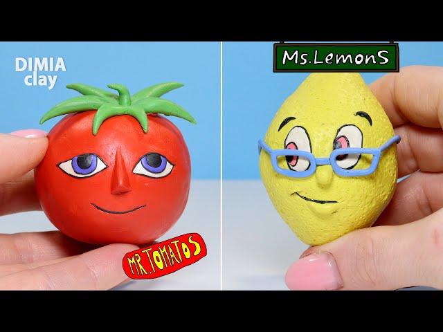 Making Mr. Tomatos vs Mr. Lemons with clay | Dimia clay tutorial