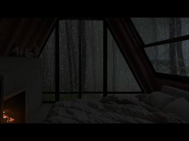 Weekend Rain - Rain Sounds in Cozy Bedroom in Middle of Deserted Forest - Sleep During the Day Off