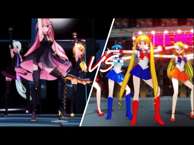 [MMD] Little Apple Dance Battle - Vocaloid Idol VS Sailor Senshi