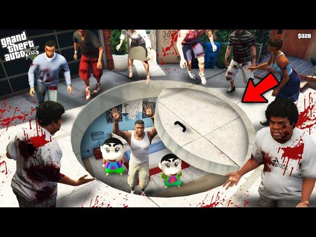 Franklin Shinchan & Pinchan Hide In Their Bunker From Zombie Apocalypse in GTA 5!