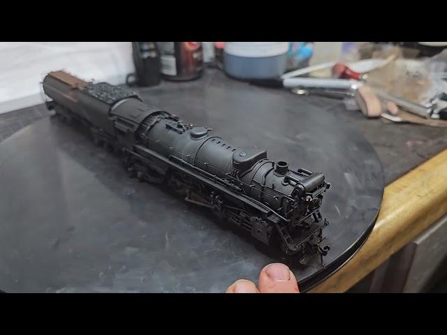 Bill Garvin Pan Pastel weather's his new  C+O Brass Hybrid steam locomotive.