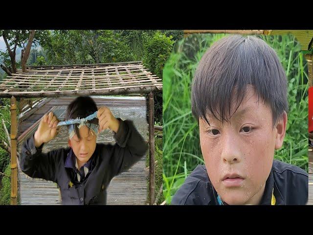 PUll video The orphan boy built a bamboo house Build the roof using ancient techniques