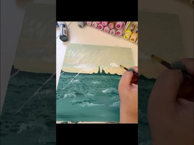 Take a look at how I painted this relaxing seascape #freetutorials #howtodrawamandala