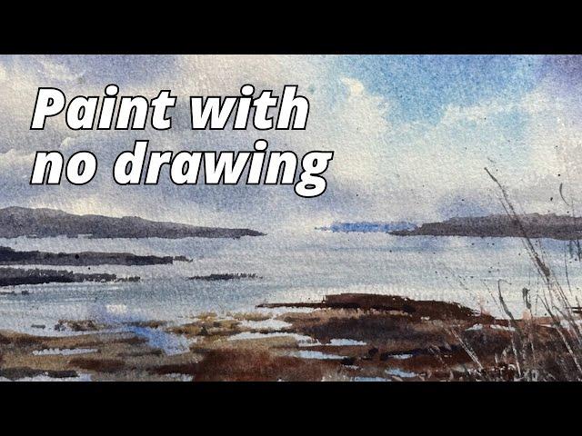 No Drawing! Loose Watercolour Landscape: Beginner friendly demo of ROCKS and SKY