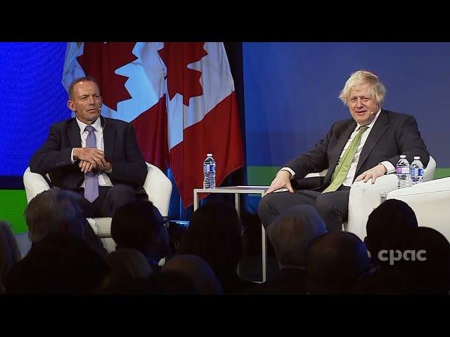 Former PMs Boris Johnson and Tony Abbott speak at Canada Strong and Free Networking Conference