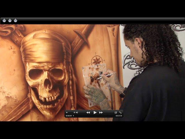 Airbrushing Monochromatic Pirate on Canvas w/ Cory Saint Clair