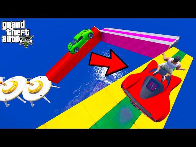 FRANKLIN TRIED DOWNWARD BLOCKS PARKOUR RAMP CHALLENGE IN GTA 5 | SHINCHAN and CHOP