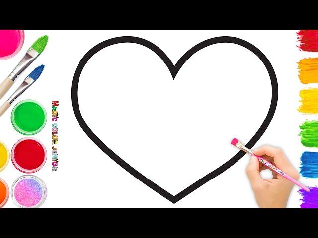 Drawing, Painting and Coloring a Colorful Heart | Step By Step