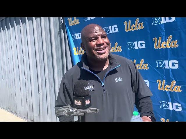 UCLA football offensive coordinator Eric Bieniemy talks quarterbacks, offensive line, and more