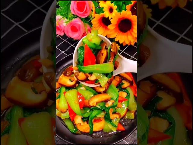 一道好吃的家常菜！油菜炒香菇