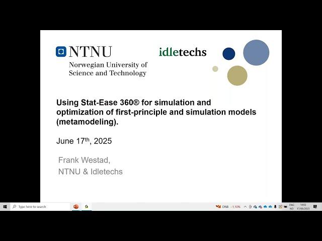 Stat Ease® 360 for simulation and optimization of 1st principle and simulation models (metamodeling)