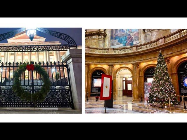 Walking tour of the Massachusetts State House, Boston Common and more, during Christmastime.