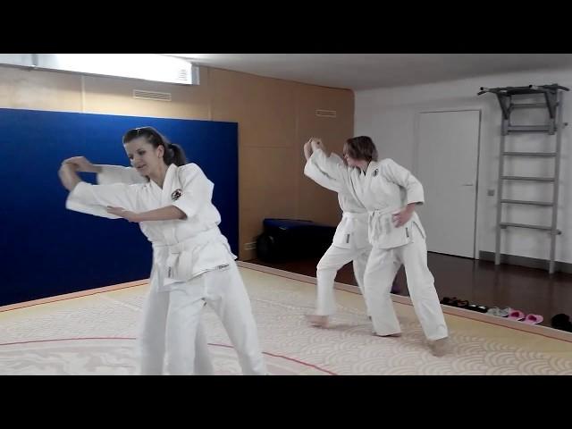 Girls practise aikido | Gyaku Dori Shiho Nage (Newbies) | Aikido Practice Daily