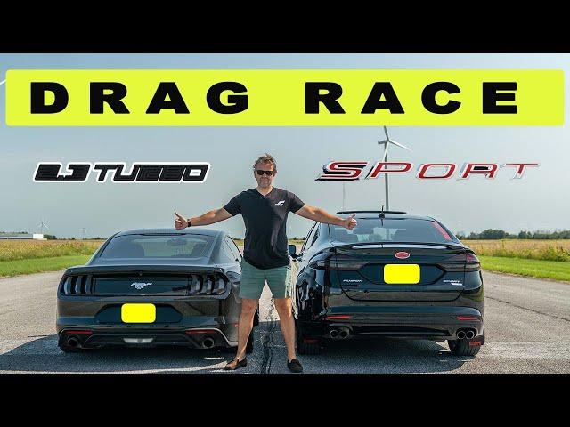 Ford Fusion Sport vs Ford Mustang 2.3l EcoBoost, I didn't expect this outcome! Drag and Roll Race.