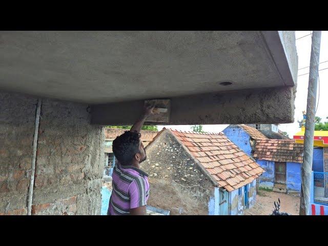 Plastering Techniques_Portico Concrete Beem Plastering with Cement Mixing|Entrance Roof Beem Plaster