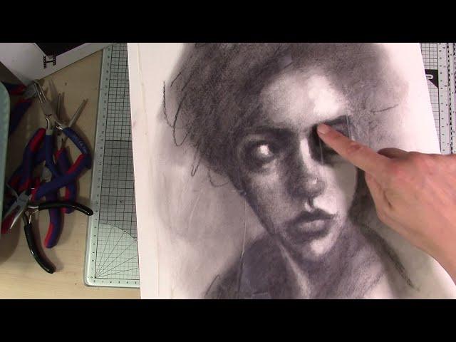 Online Art Class Process - Charcoal Side-Eye Portrait