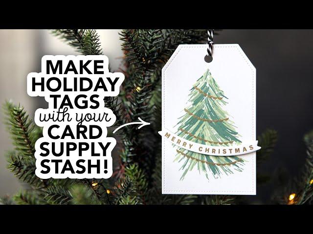 Use those card-making supplies to create fun holiday tags!