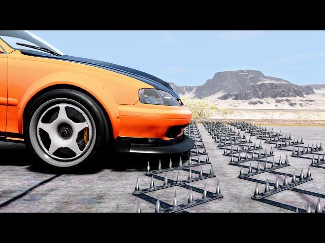 Massive Spike Strip Pileup Car Crashes #120 – BeamNG Drive | CrashBoomPunk