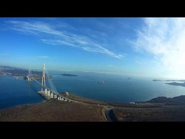 filming from a helicopter  . Vladivostok is a port city