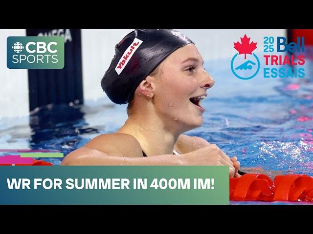 Summer McIntosh breaks own world record in 400m IM at Canadian swimming trials | #CBCSports