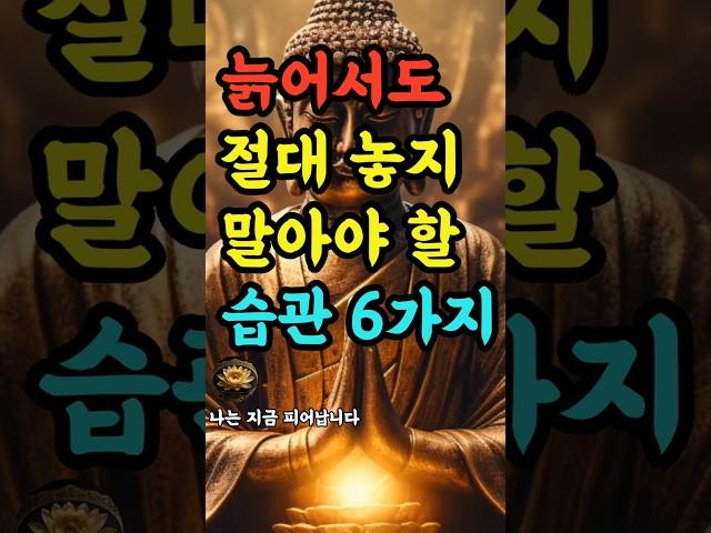 "늙어서도 절대 놓지 말아야 할 습관 6가지" #부처님말씀 #불교명언 #삶의지혜 #인생조언 #처세술 #감정정화 #불교지혜 #마음공부 #인간관계 #오디오북