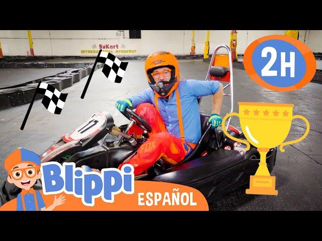 ¡Blippi corre en el circuito de go karts! Aprendiendo sobre banderas de seguridad en SyKart | Blippi