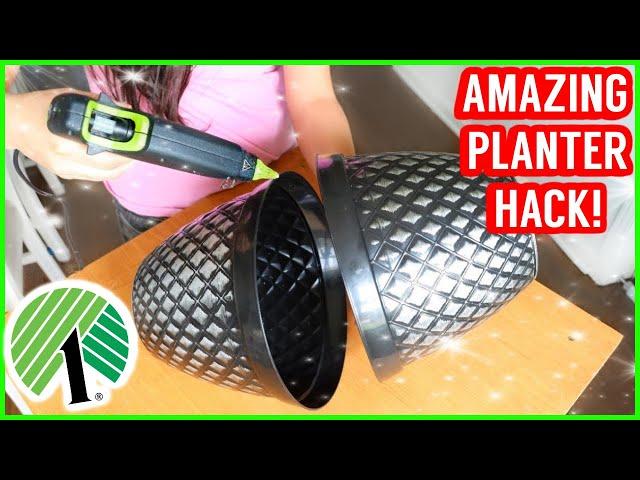 Glue $1 Planters from Dollar Tree together for these JAW DROPPING home decor HACKS!