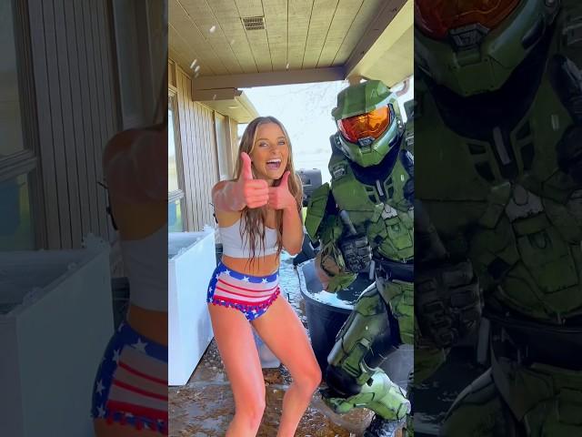 Day 136… Master Chief??!!🫢 #icebath #halo #masterchief #coldplunge #icequeen #shorts@ImpactProps