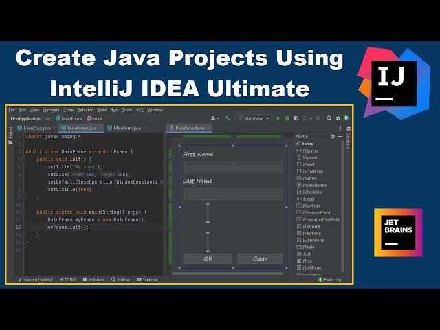 Create your First Java Project with IntelliJ IDEA Ultimate | Create Forms using Swing Designer