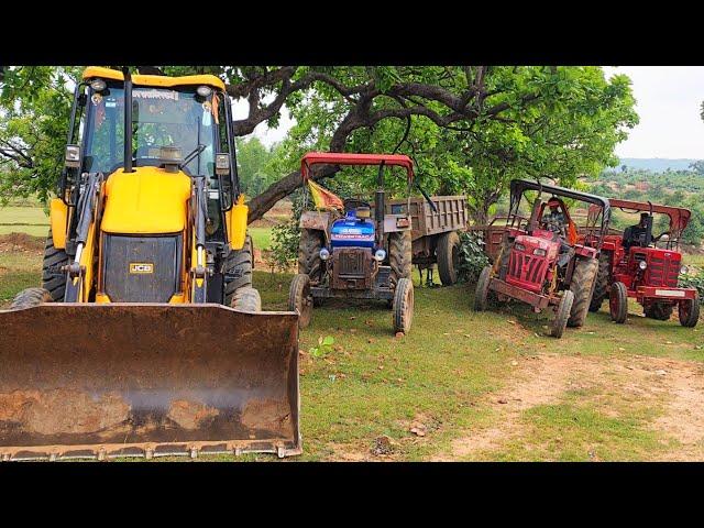 JCB 3dx Backhoe Fully Loading Mud in Mahindra 275 Mahindra 265 with Powertrac Tractor #jcb #tractor