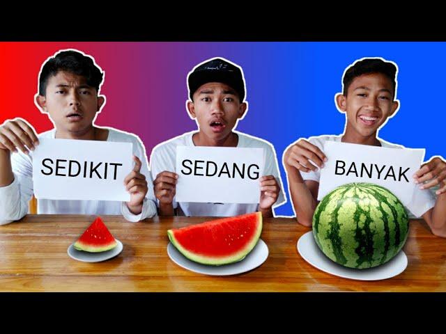 TANTANGAN MAKANAN PORSI SEDIKIT, SEDANG ATAU BANYAK! | Mikael TubeHD