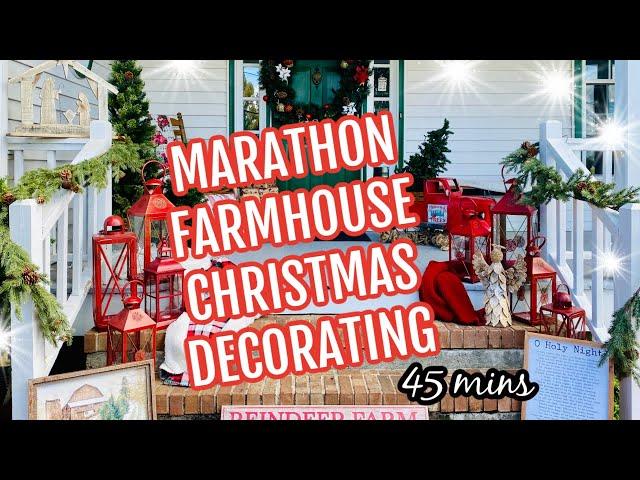 ULTIMATE CHRISTMAS MARATHON | FARM HOUSE FRONT PORCH CHRISTMAS DECOR | CHRISTMAS DECORATING MARATHON