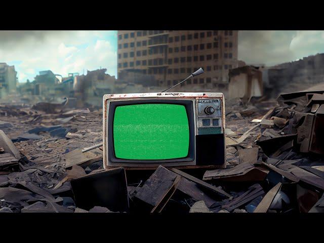 Old Retro TV in Destroyed City Green Screen | 4K | Vintage | Global Kreators