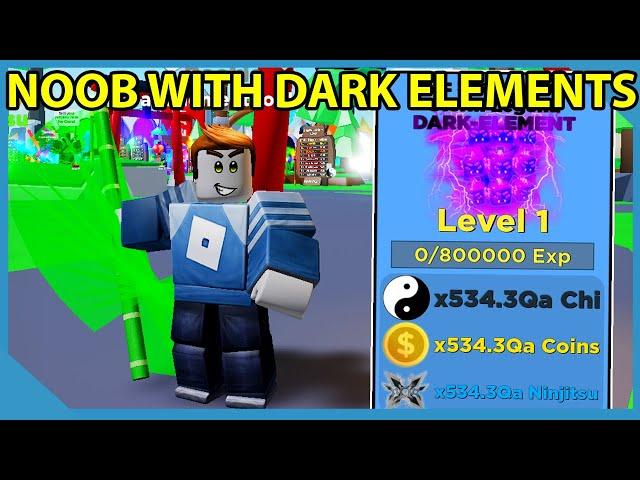 Noob With Full Team of Dark Element Pets in Roblox Ninja Legends